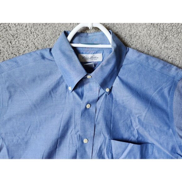 Brooks Brothers Blue Non Iron Long Sleeve Button Down Dress Shirt Size 16 Cotton - Picture 2 of 12